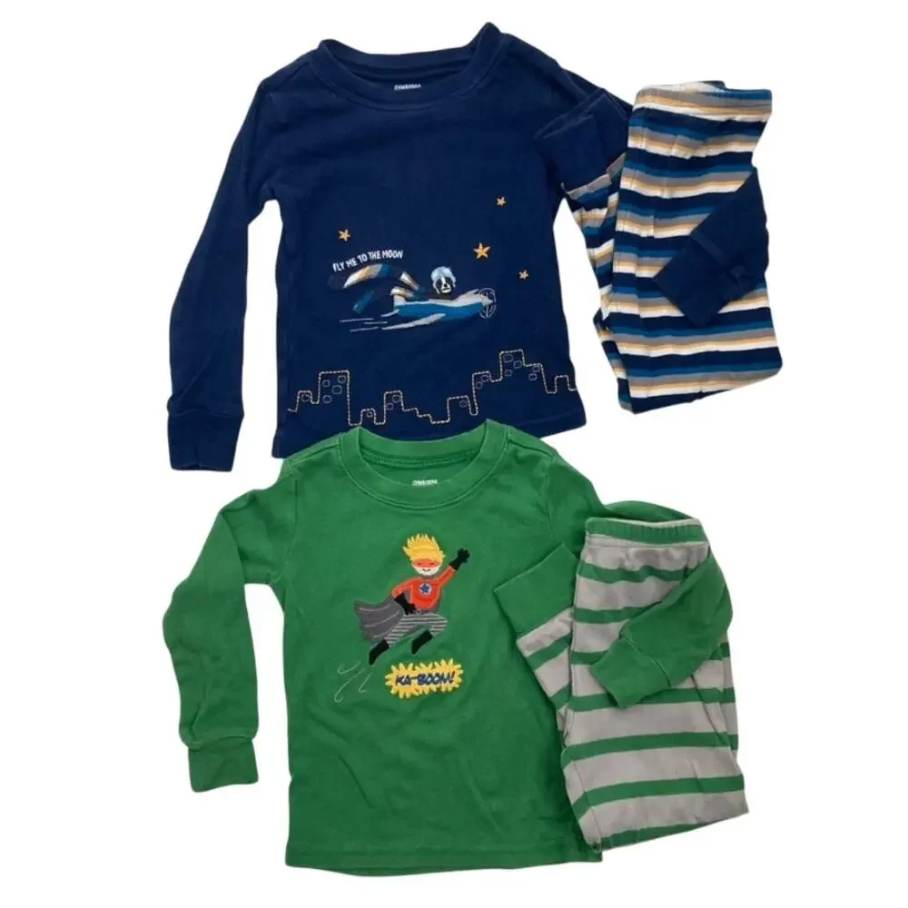 Gymboree Bundle of Pajamas - Gymmies - Green, Blue - 3